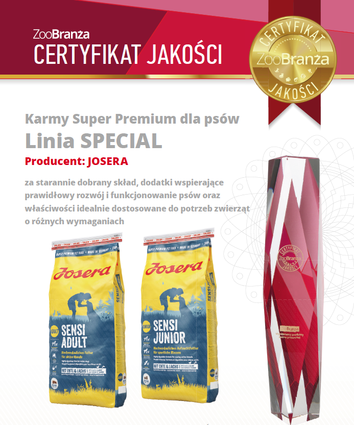 Certyfikat Jakości dla firmy Josera Polska